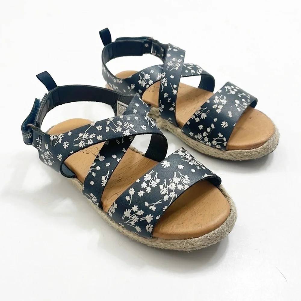 OshKosh B'gosh toddler girls dark blue floral print espadrille sandals